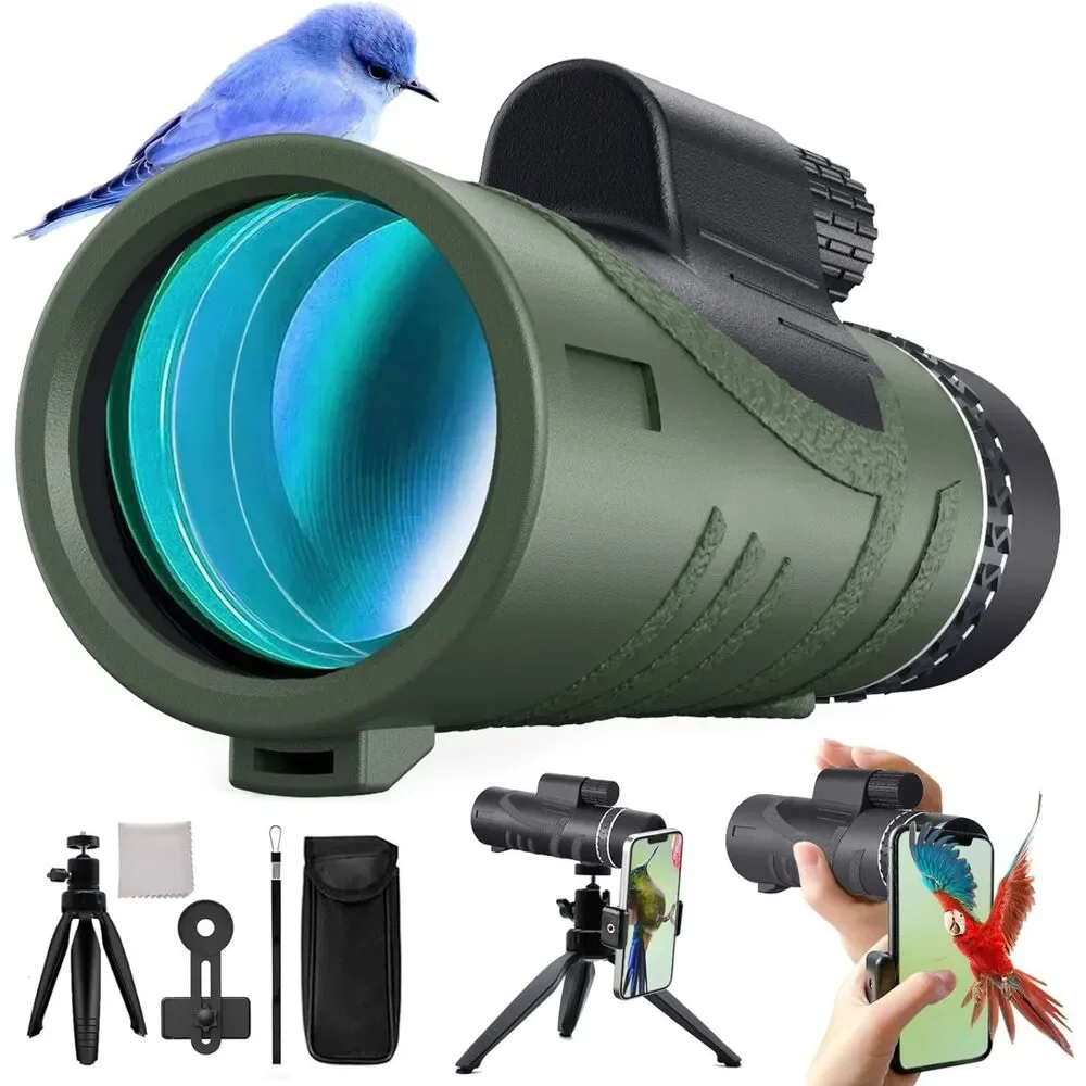 2024 New 80x100 HD High Powered Monocular Telescope with Smartphone Adapter